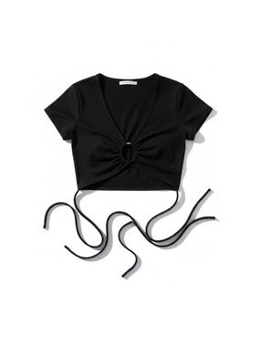 ALO Yoga Black Airbrush Keyhole Criss Cross Crop Top